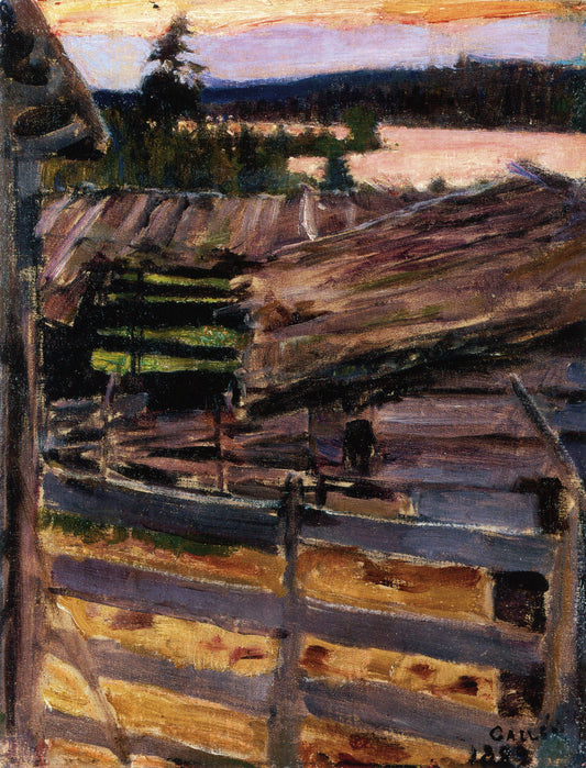 The Ekola Farmyard, vintage artwork by Akseli Gallen-Kallela, 12x8" (A4) Poster