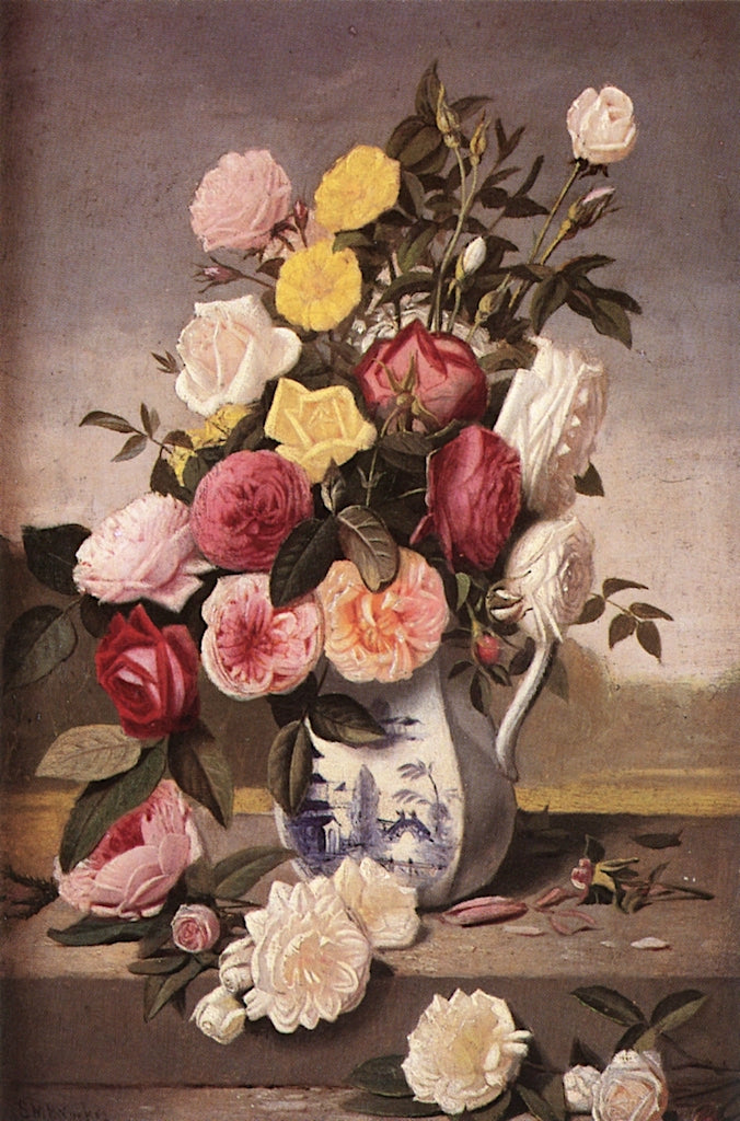 Flowers in Blue Delft Vase, vintage artwork by Samuel Marsden Brookes, A3 (16x12") Poster Print