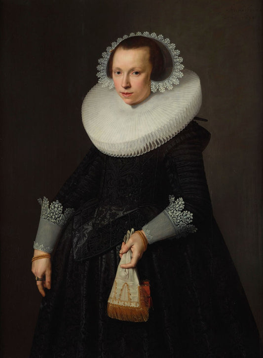 Portrait of Geertruid Overlander, vintage artwork by Nicolaes Eliasz. Pickenoy, 12x8" (A4) Poster