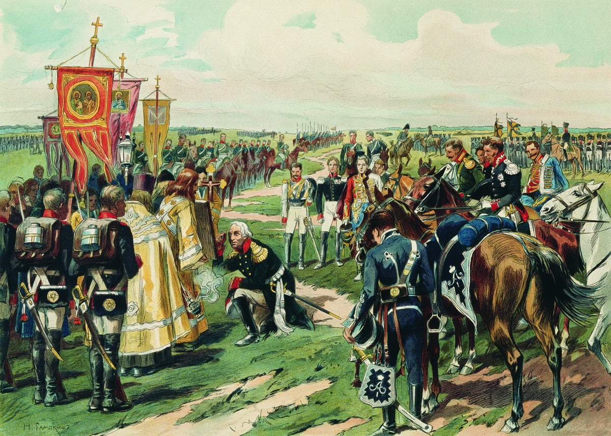 v Inspecting the Troops. August 25, 1812 by Nikolai Samokish,A3(16x12")Poster
