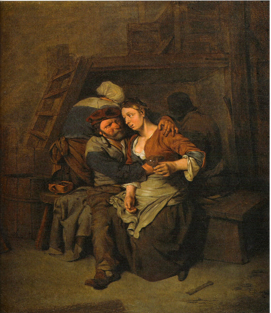 Amorous Couple, vintage artwork by Cornelis Pietersz  Bega, 12x8" (A4) Poster