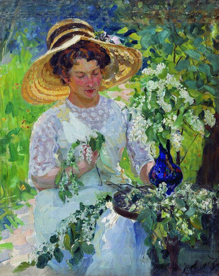 Bird Cherry, vintage artwork by Ivan Kulikov, 12x8" (A4) Poster