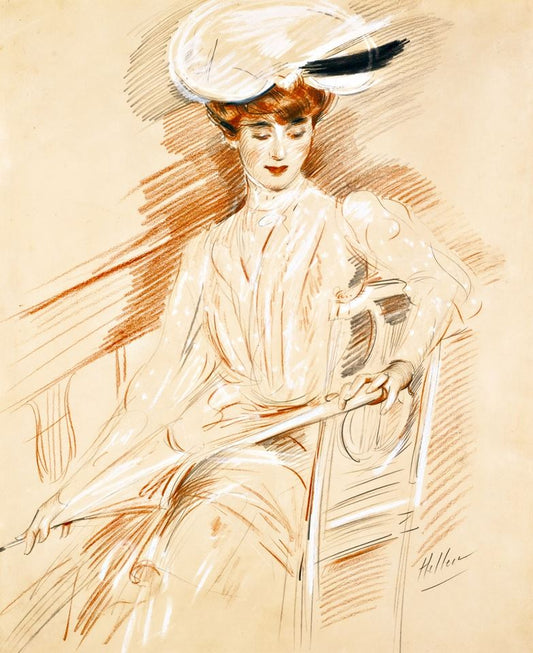 Le parasol, vintage artwork by Paul Cesar Helleu, 12x8" (A4) Poster