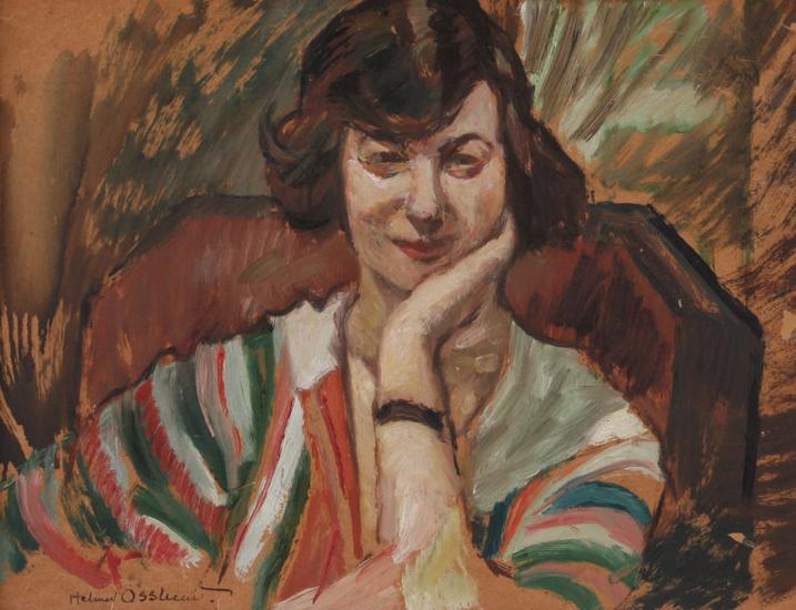 Mrs. Maria de Galarza nee Runquist, Portrait Sketch, vintage artwork by Helmer Osslund, 12x8" (A4) Poster