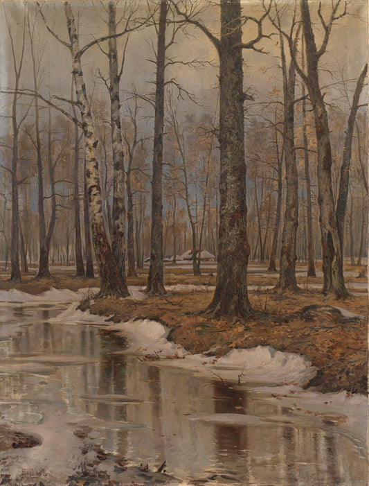 Birch Trees in Spring, vintage artwork by Yakov Brovar, 12x8" (A4) Poster