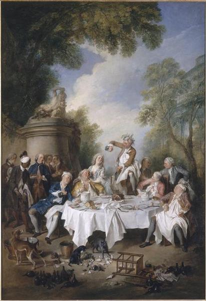 Le dejeuner de jambon, vintage artwork by Nicolas Lancret, 12x8" (A4) Poster