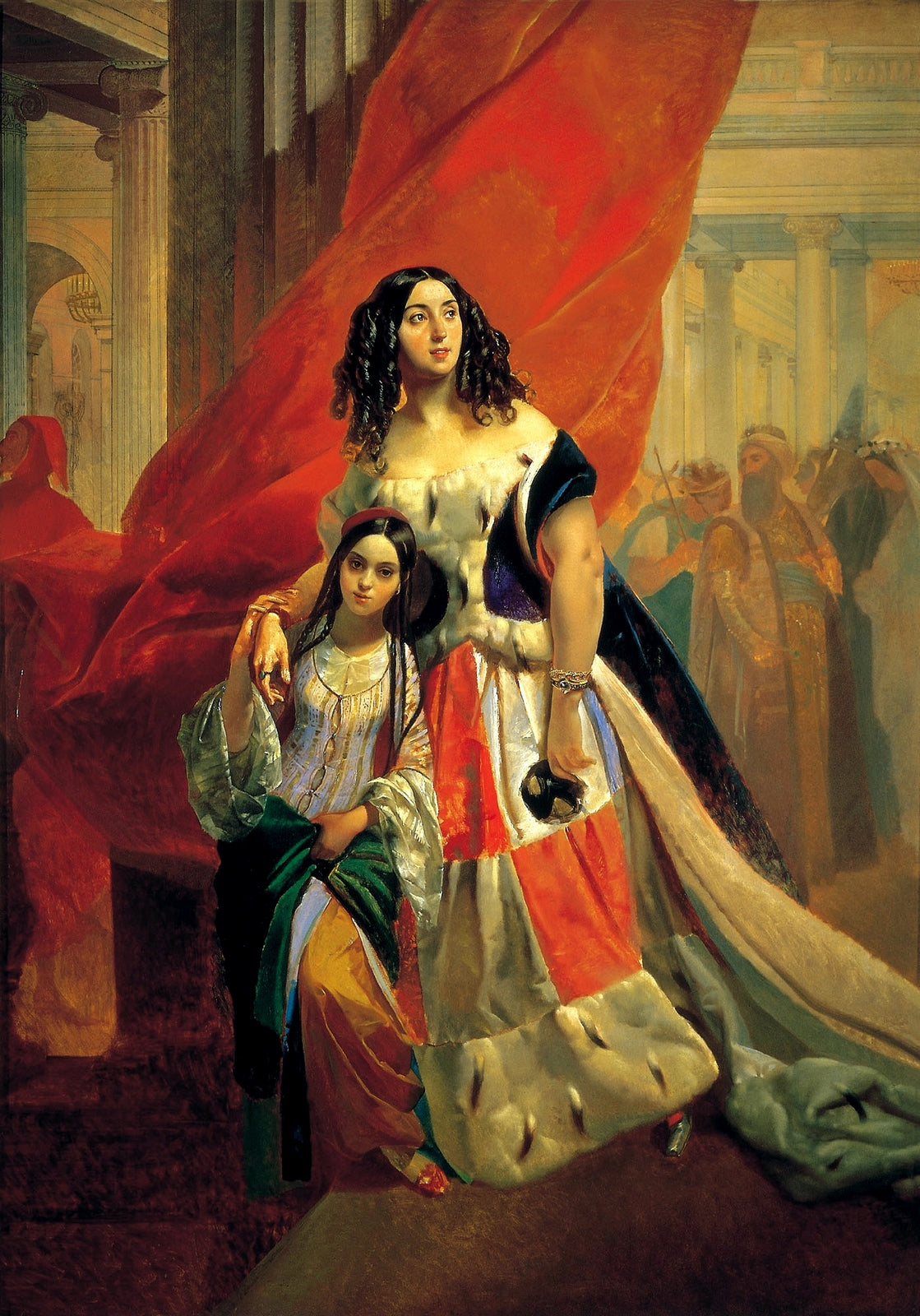 Portrait of Countess Yu. P. Samoilova and Her Ward Amacilia Pacini Leaving a Ball, vintage artwork by Karl Pavlovich Brulloff, A3 (16x12") Poster Print