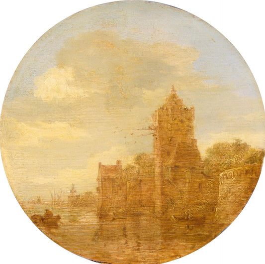 Boats on a Sea Shore, vintage artwork by Jan van Goyen, 12x8" (A4) Poster