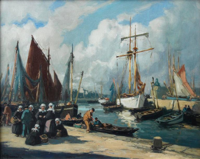 The Harbour, Concaneau, vintage artwork by Henri Alphonse Barnoin, 12x8" (A4) Poster