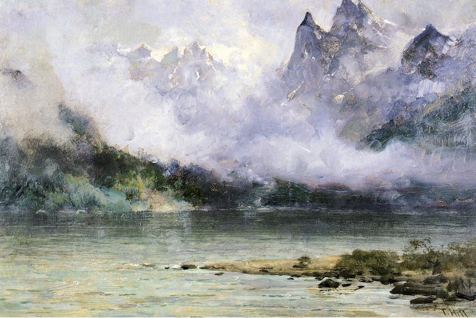 Alaska Scene near Juneau, vintage artwork by Thomas Hill, 12x8" (A4) Poster