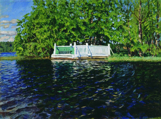 The Bathing Place in the Park, vintage artwork by Stanislav Zhukovsky, 12x8" (A4) Poster