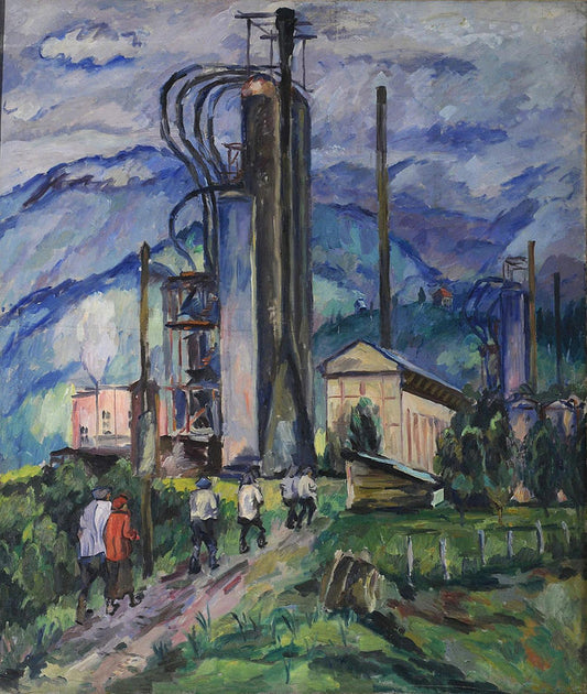 An Oil Refinery, vintage artwork by Aristarkh Lentulov, 12x8" (A4) Poster