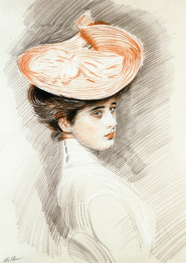 Portrait of a Woman, Madame Helleu, vintage artwork by Paul Cesar Helleu, 12x8" (A4) Poster