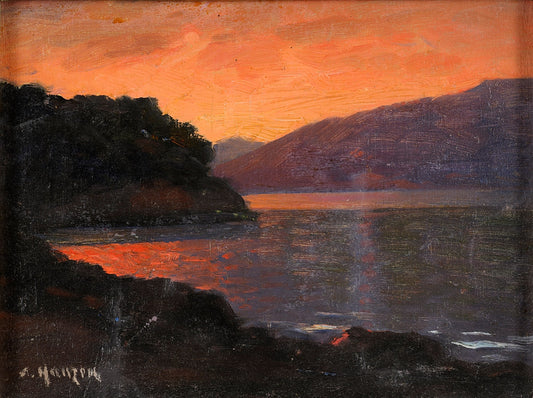Sunset on the Lake, vintage artwork by Alexei Vasilievich Hanzen, 12x8" (A4) Poster