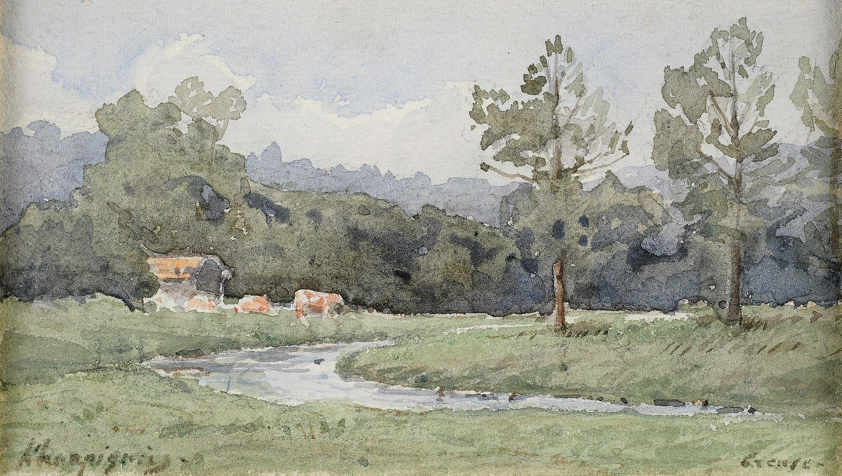 River landscape, vintage artwork by Henri-Joseph Harpignies, A3 (16x12") Poster Print