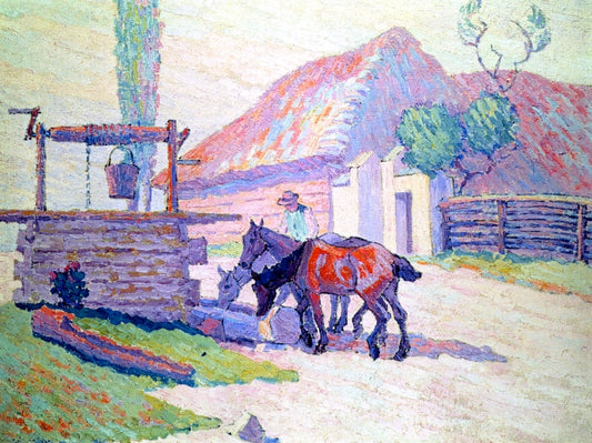 The Well at Mydlow, Poland No. 2, vintage artwork by Robert Bevan, 12x8" (A4) Poster
