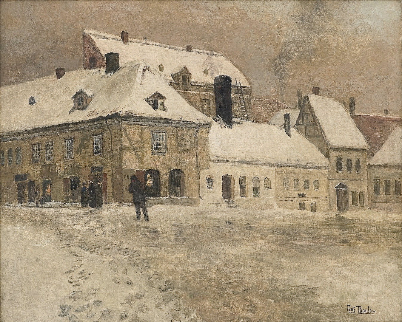 Cityscape, Christiania, vintage artwork by Fritz Thaulow, 12x8" (A4) Poster