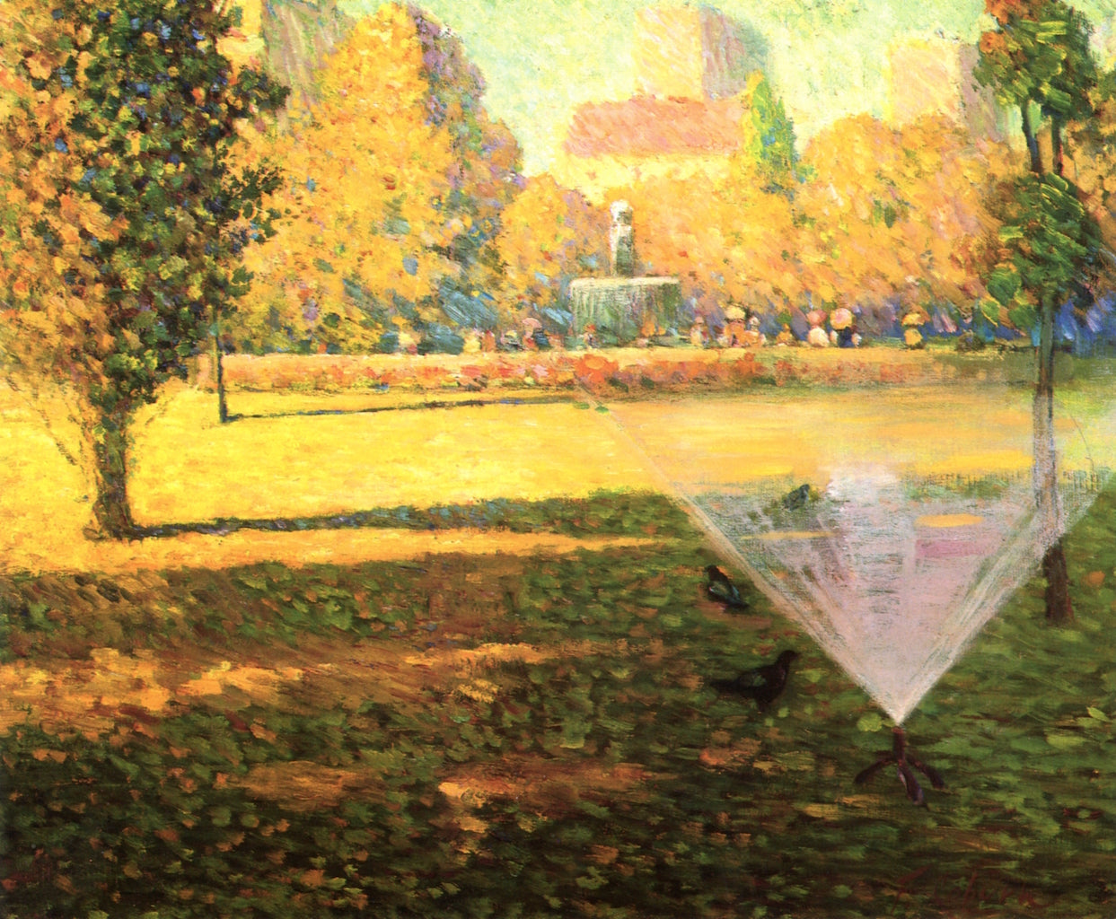 Angeles Park Scene, Sprinkler Action on Lawn by Frank Coburn,A3(16x12")Poster