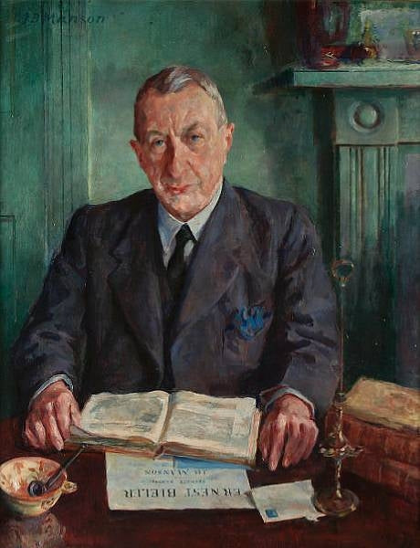 Portrait of Ernest Bieler, vintage artwork by James Bolivar Manson, 12x8" (A4) Poster