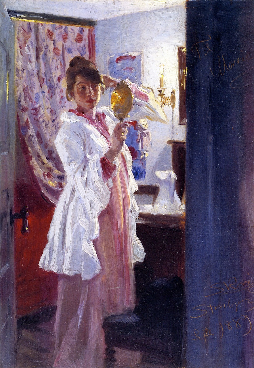 Interior with the Artist's Wife, vintage artwork by Peder Severin Kroyer, 12x8" (A4) Poster