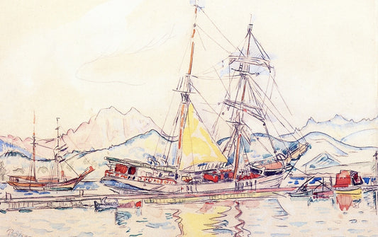 Boats in Port, vintage artwork by Paul Signac, 12x8" (A4) Poster