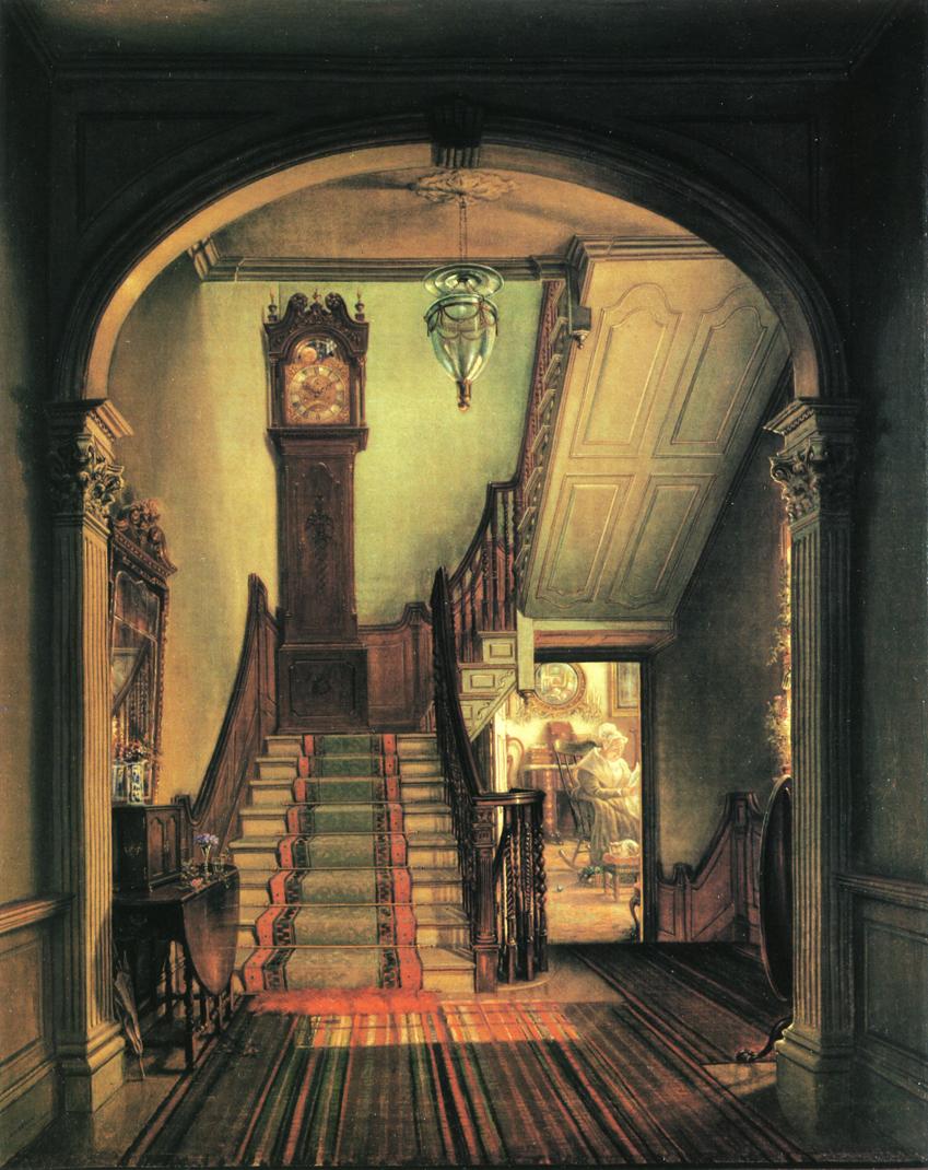 The Old Clock on the Stairs, vintage artwork by Edward Lamson Henry, 12x8" (A4) Poster
