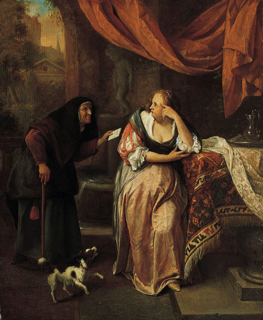 Bathseba, vintage artwork by Jan Havicksz. Steen, 12x8" (A4) Poster