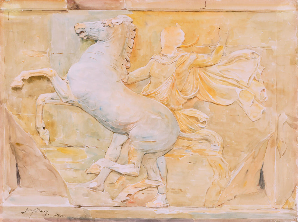 Central Metope of the Frieze of Phidias, Parthenon, vintage artwork by Henry Bacon, 12x8" (A4) Poster