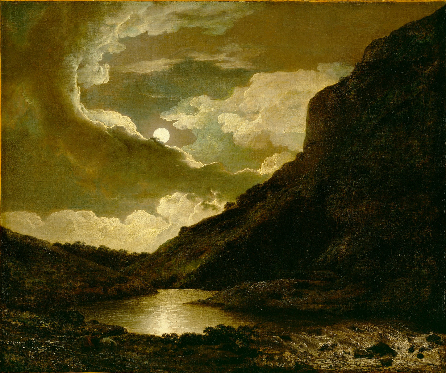 Matlock Tor by  Moonlight, vintage artwork by Joseph Wright of Derby , 12x8" (A4) Poster