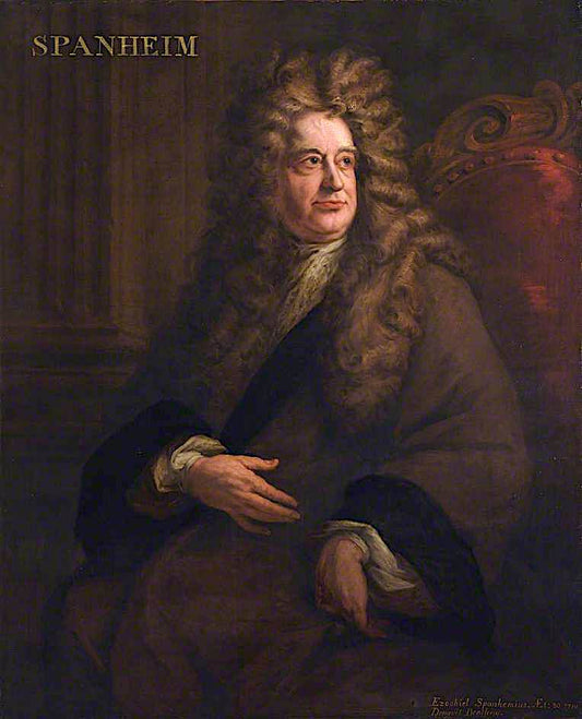 Ezechiel Spanheim, Numismatist, Philologian and Diplomat, vintage artwork by James Thornhill, 12x8" (A4) Poster