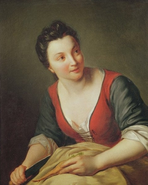 A Kitchen Maid, vintage artwork by After Jean-Baptiste Santerre, 12x8" (A4) Poster