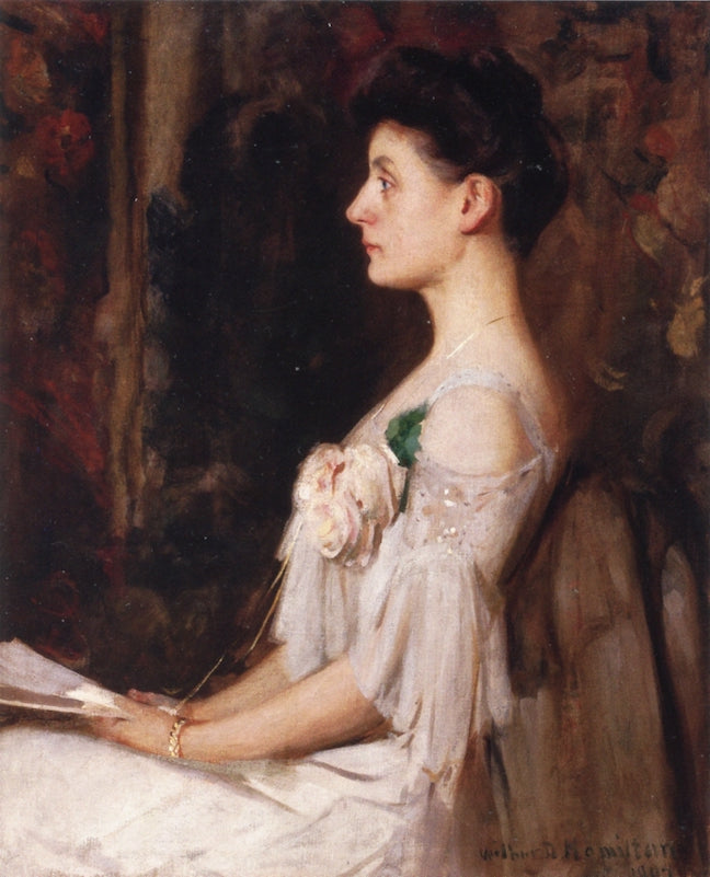 Portrait of Edith Wayne, vintage artwork by Edward Wilbur Dean Hamilton, 12x8" (A4) Poster