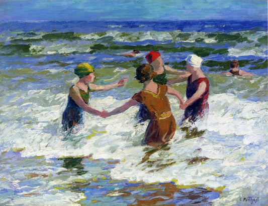 Circle of Friends, vintage artwork by Edward Henry Potthast, 12x8" (A4) Poster