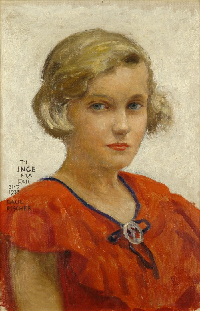 trait of the artist's daughter, Inge by Paul-Gustave Fischer,A3(16x12
