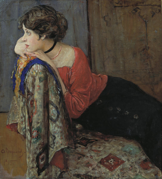 Portrait of T. Trofimova, vintage artwork by Alexander Ivanovich Vahrameev, 12x8" (A4) Poster