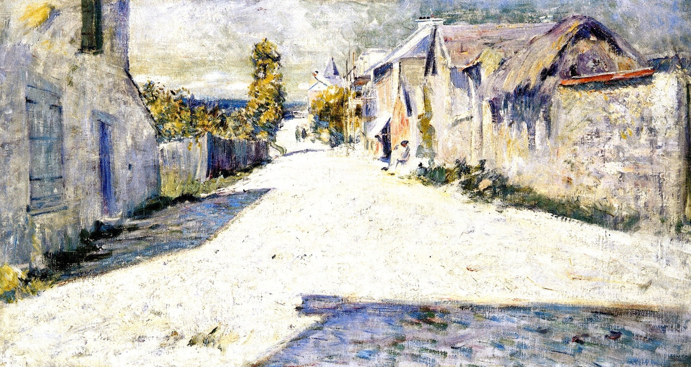 Giverny: Road Looking West toward Church, vintage artwork by Dawson Dawson-Watson, 12x8" (A4) Poster