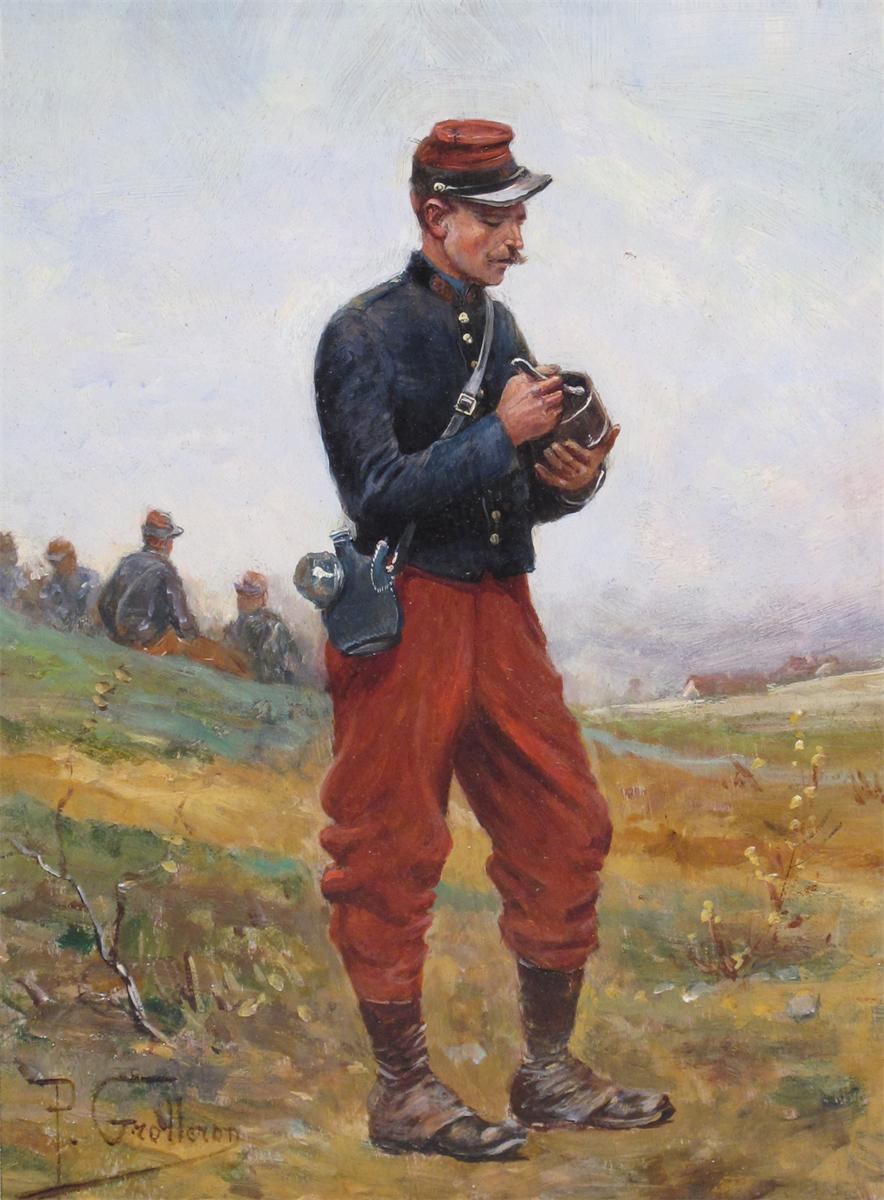 A Study of French Soldier, vintage artwork by Paul-Louis-Narcisse Grolleron, 12x8" (A4) Poster