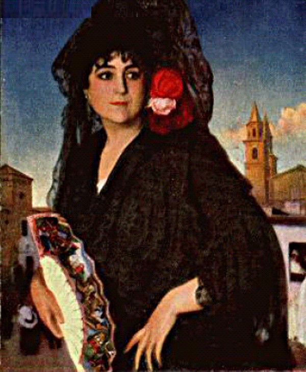 Mujer con Abanico by José María Rodríguez-Acosta,16x12(A3) Poster