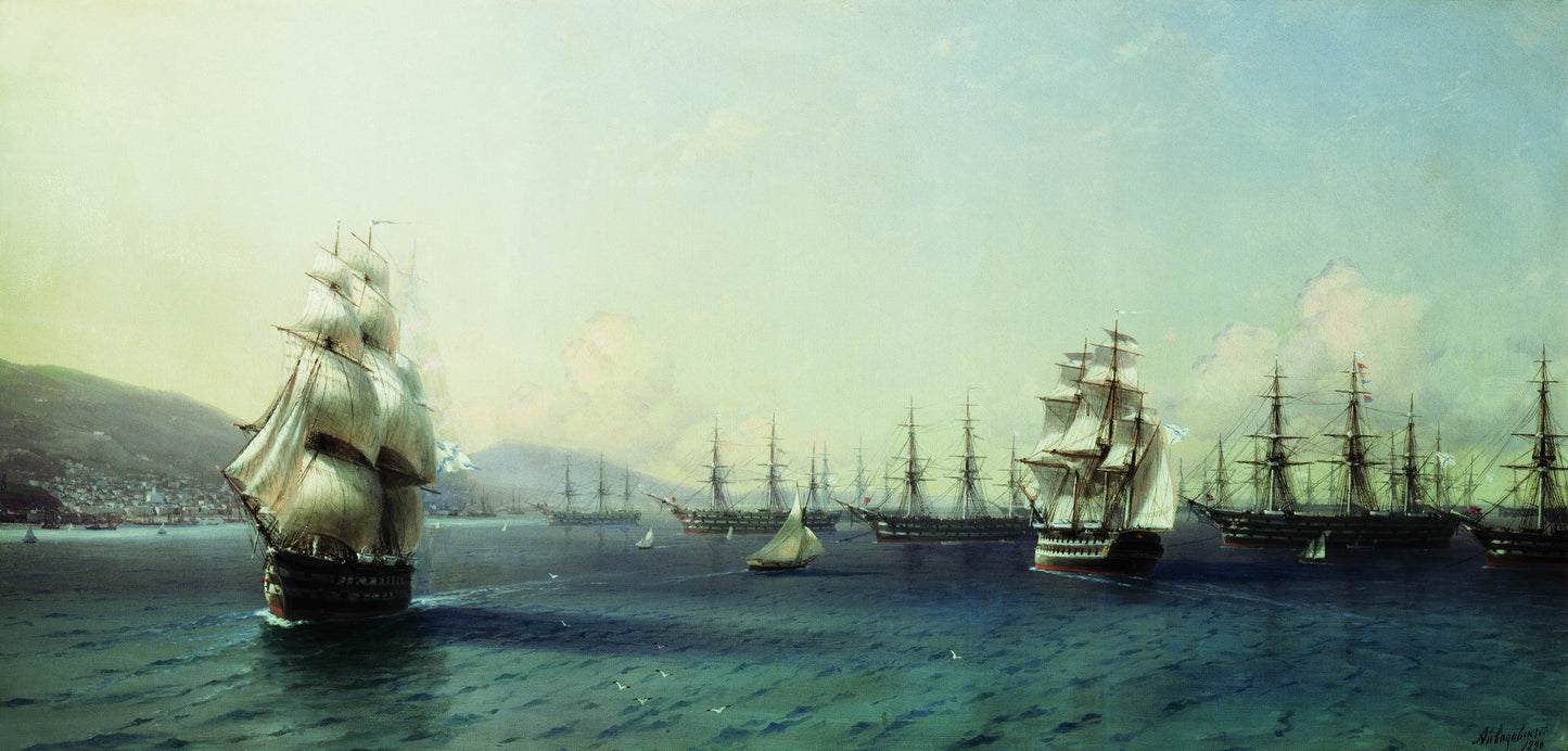 The Black Sea Fleet in the Bay of Feodosia, vintage artwork by Ivan Constantinovich Aivazovsky, A3 (16x12") Poster Print