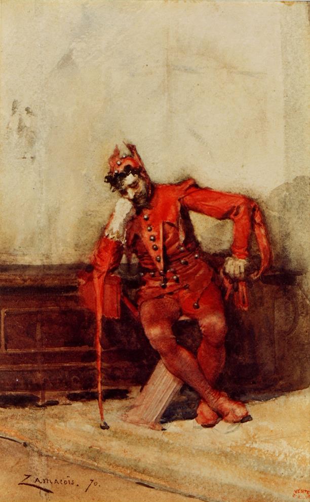 Seated Buffoon, vintage artwork by Eduardo Zamacois y Zabala, 12x8" (A4) Poster
