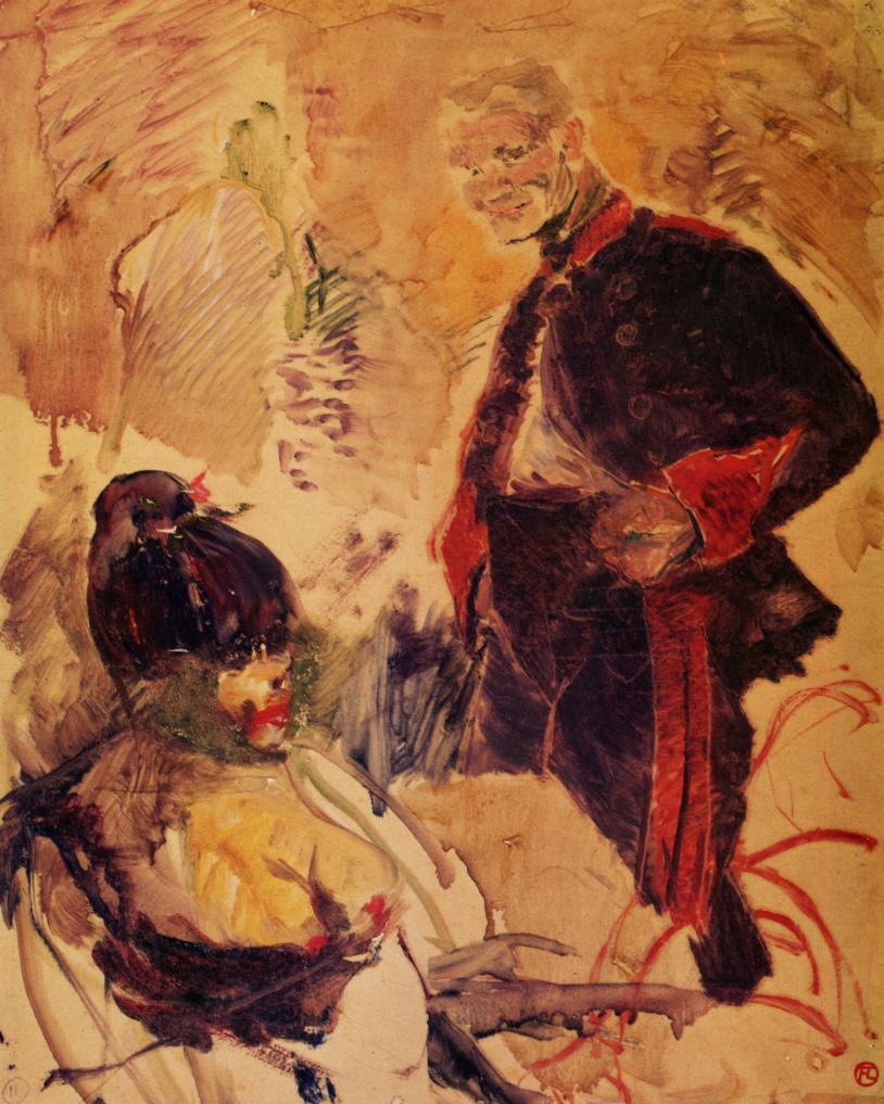 Artillerman and Girl by Henri de Toulouse-Lautrec,A3(16x12")Poster