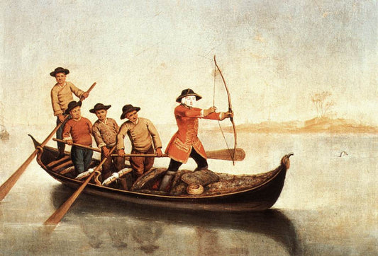 Duck Hunters on the Lagoon, vintage artwork by Pietro Longhi, 12x8" (A4) Poster