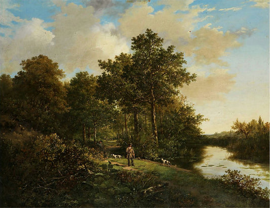 Two Hunters in the Forest, vintage artwork by Barend Cornelis Koekkoek, A3 (16x12") Poster Print