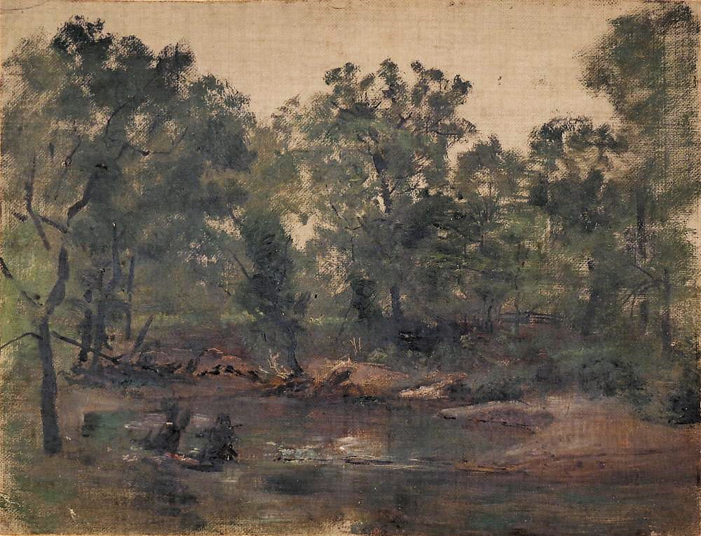 Creek with Wooded Banks, Maryland, vintage artwork by Carl Gutherz, 12x8" (A4) Poster