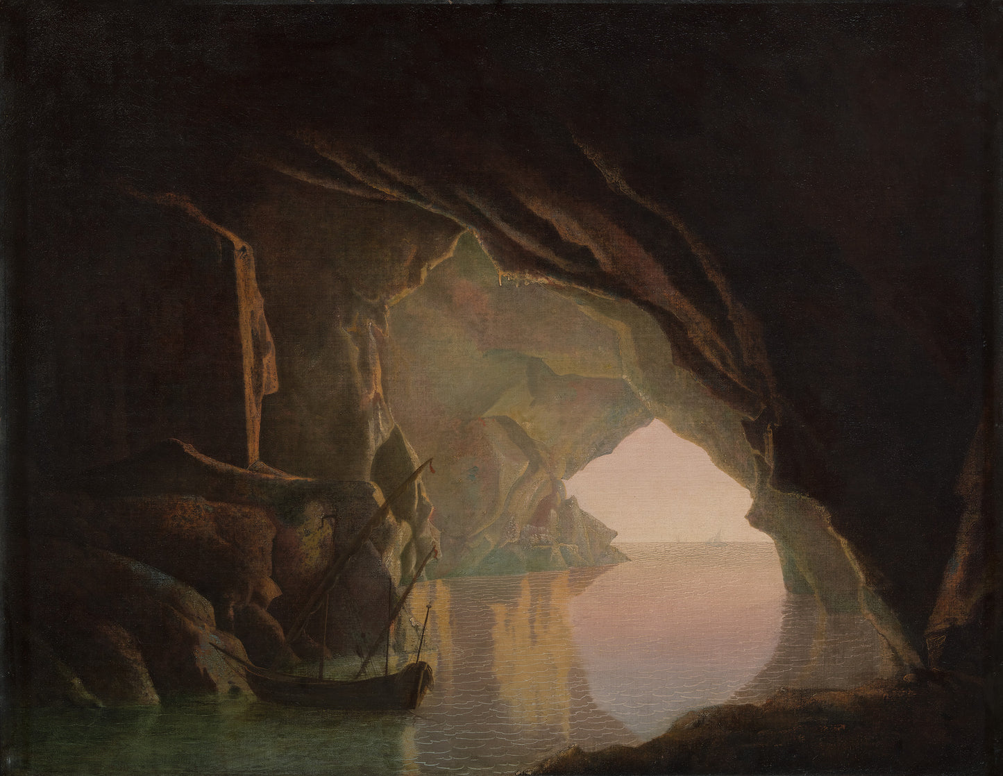 A Grotto in the Gulf of Salerno at Sunset, vintage artwork by Joseph Wright of Derby , 12x8" (A4) Poster