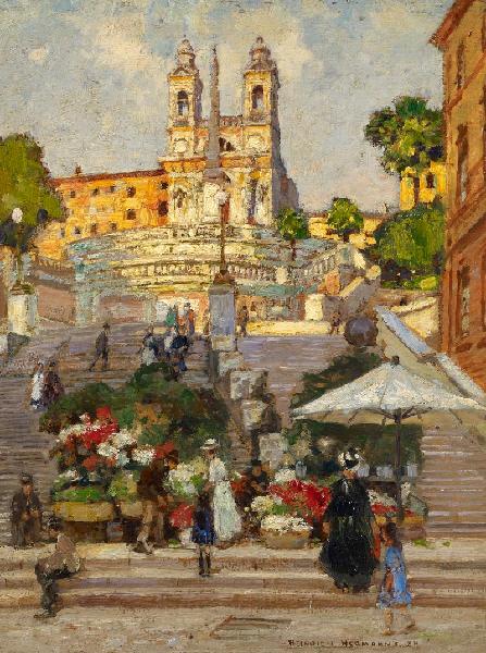 wer Market at the Spanish Steps in Rome by Heinrich Hermanns,A3(16x12")Poster