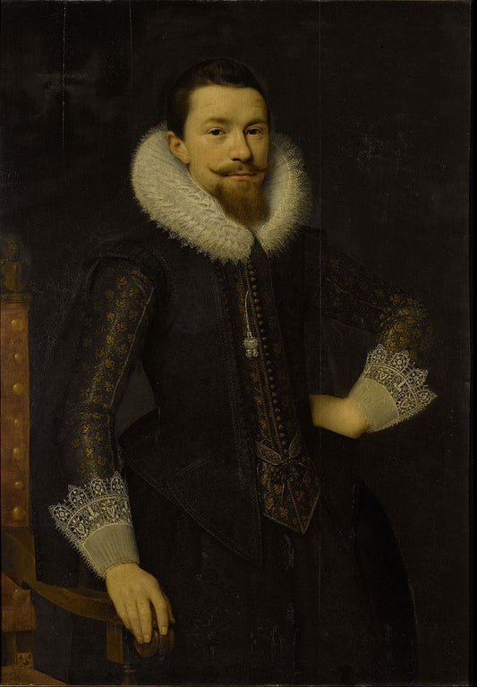 Portrait of Pieter Boudaen Courten, vintage artwork by Salomon Mesdach, 12x8" (A4) Poster