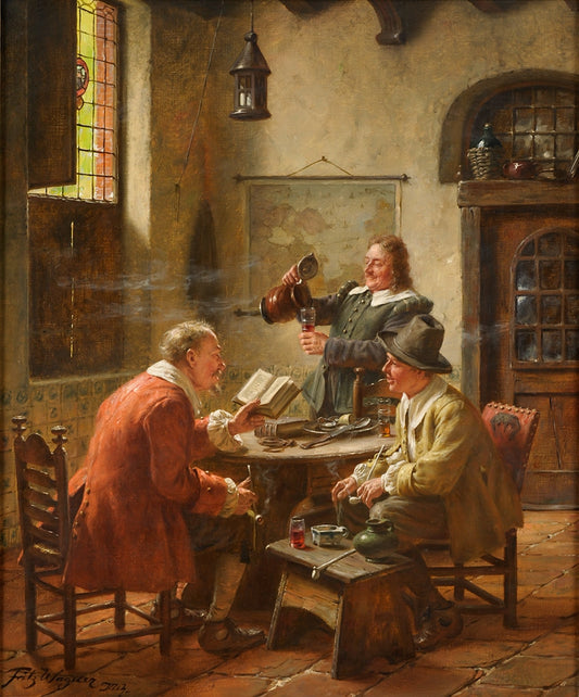 A Cosy Evening, vintage artwork by Fritz Wagner, 12x8" (A4) Poster