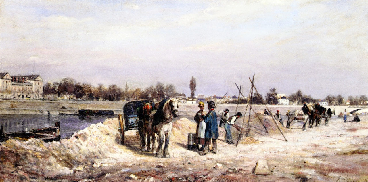 The Seine at Sèvres, vintage artwork by Stanislas Lepine, 12x8" (A4) Poster