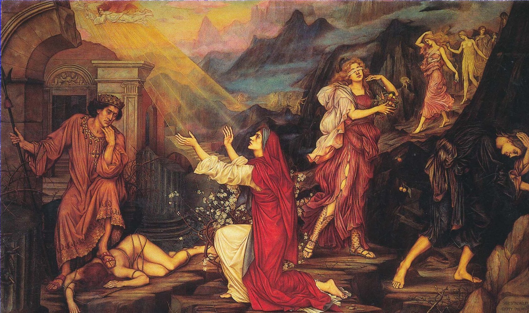 The Valley of Shadows, vintage artwork by Evelyn de Morgan, 12x8" (A4) Poster
